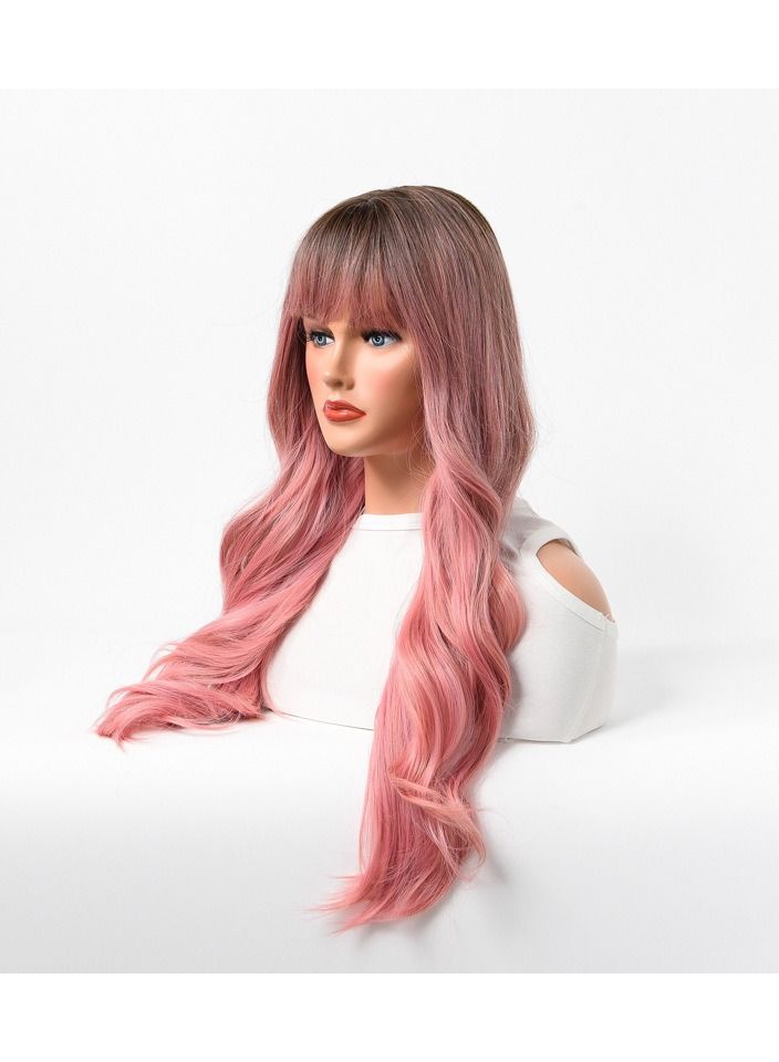 إستيل منتجات استيل شعر مستعار أنثى طويل مجعد شعر مموج كبير متوسط ​​طويل كامل أغطية الرأس روغ الوردي - Image 2