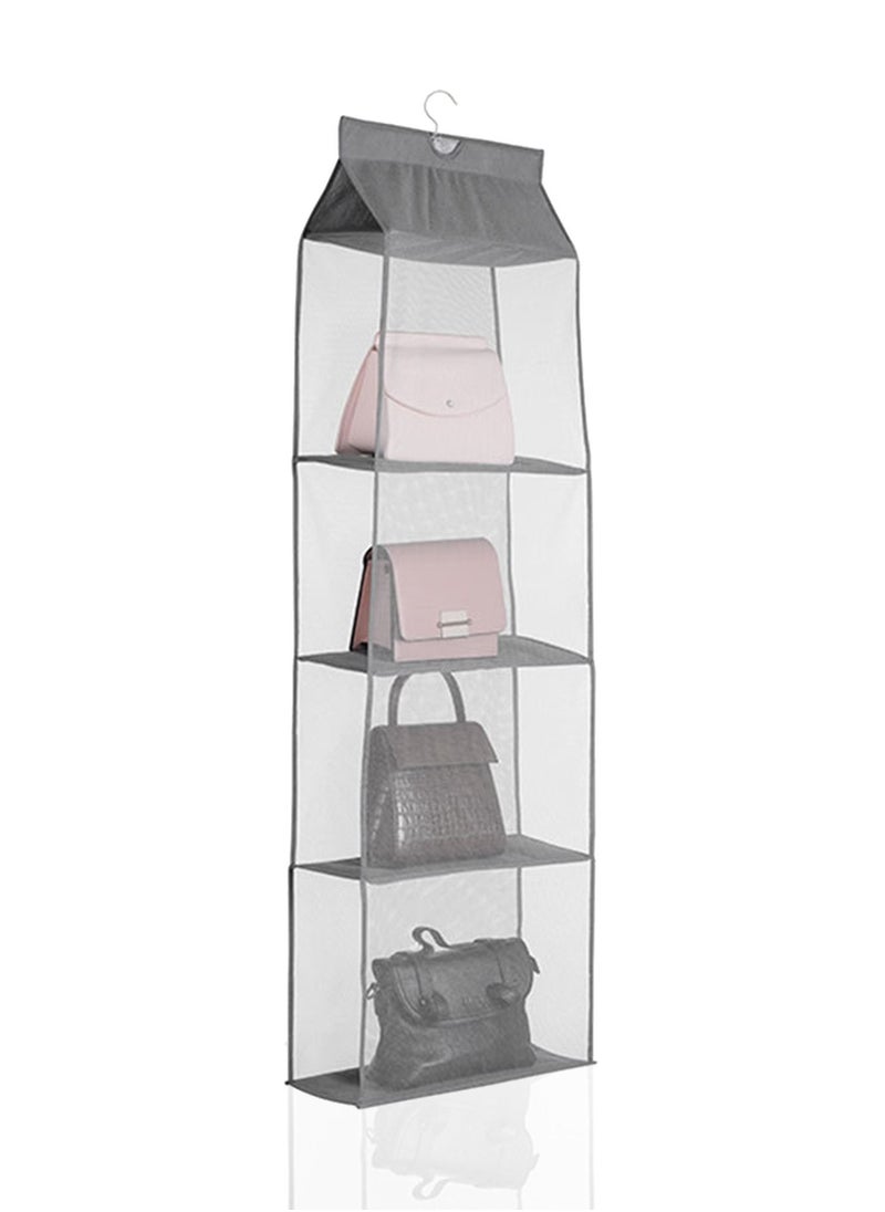 Swift Hanging Handbag Purse Organizer for Closet, Purse Bag Storage Holder for Wardrobe Closet with 4 Shelves Space Saving Purse Organizers System  Grey  - Image 1