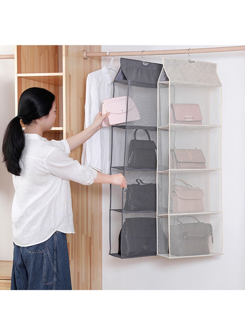 Swift Hanging Handbag Purse Organizer for Closet, Purse Bag Storage Holder for Wardrobe Closet with 4 Shelves Space Saving Purse Organizers System  Grey  - Image 2