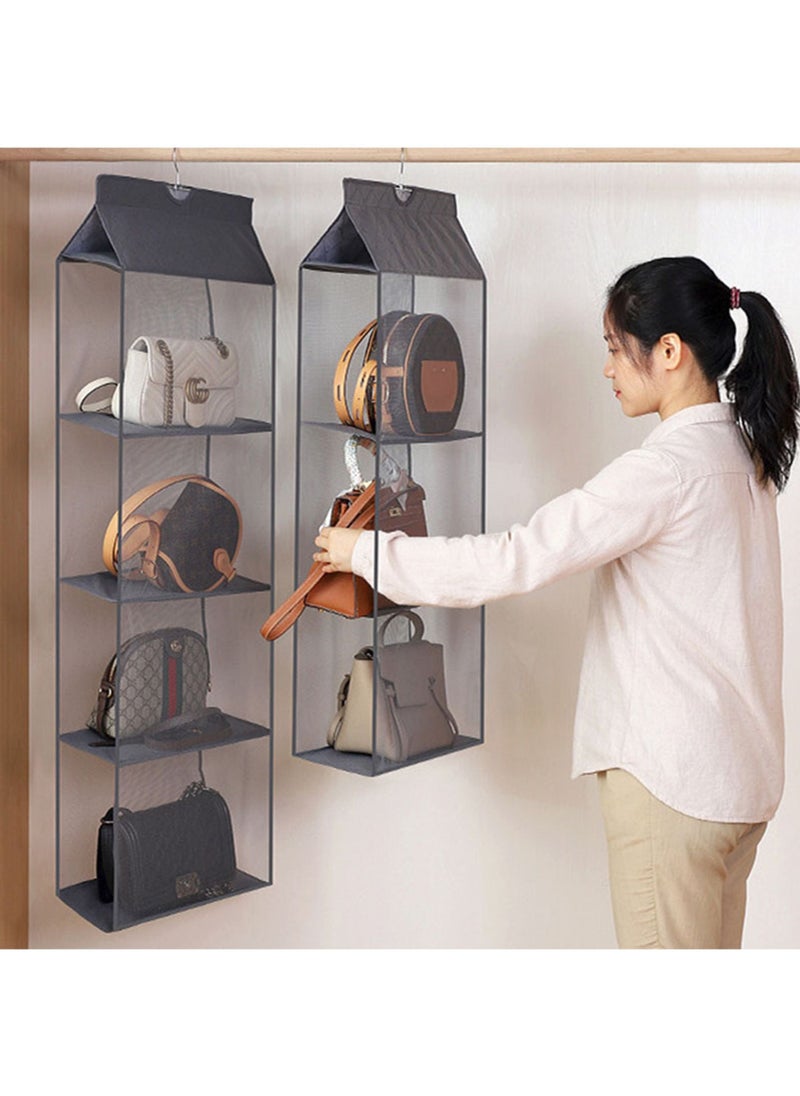 Swift Hanging Handbag Purse Organizer for Closet, Purse Bag Storage Holder for Wardrobe Closet with 4 Shelves Space Saving Purse Organizers System  Grey  - Image 3