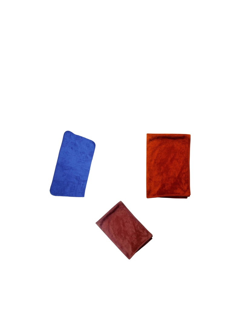 3-Piece Microfiber Towel Set for Home and Car Cleaning, Premium Quality, Dust Remover, Assorted Colors - Image 1