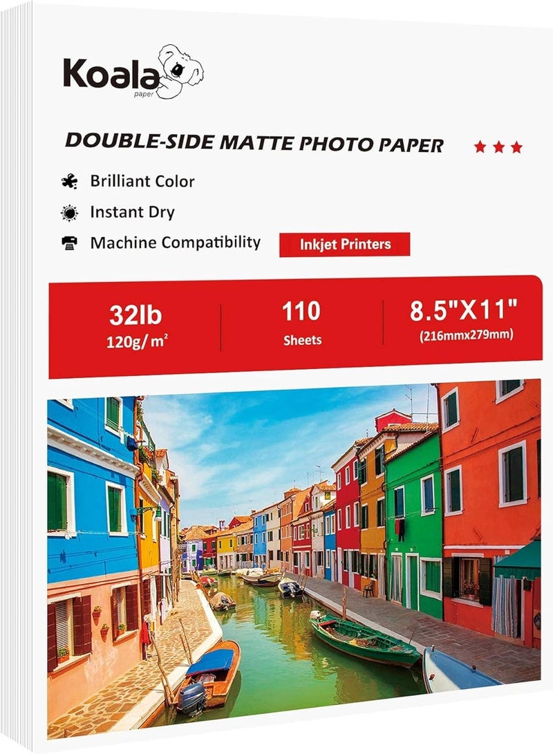 KOALA PAPER Koala Thin Presentation Paper Double-Sided Matte for Printing Photo 8.5X11 Inches 110 Sheets, Compatible with Inkjet Printer - Image 1