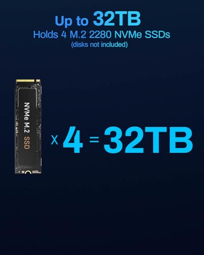 TERRAMASTER D4 SSD NVMe Enclosure - 40Gbps 4Bay, USB Storage Type-C Supports 4xM.2 NVMe 2280 SSDs, Compatible with USB 4/3.2/3.1/3.0, Thunderbolt 5/4/3, Mobile App for Data Backup Included (Diskless) - Image 5
