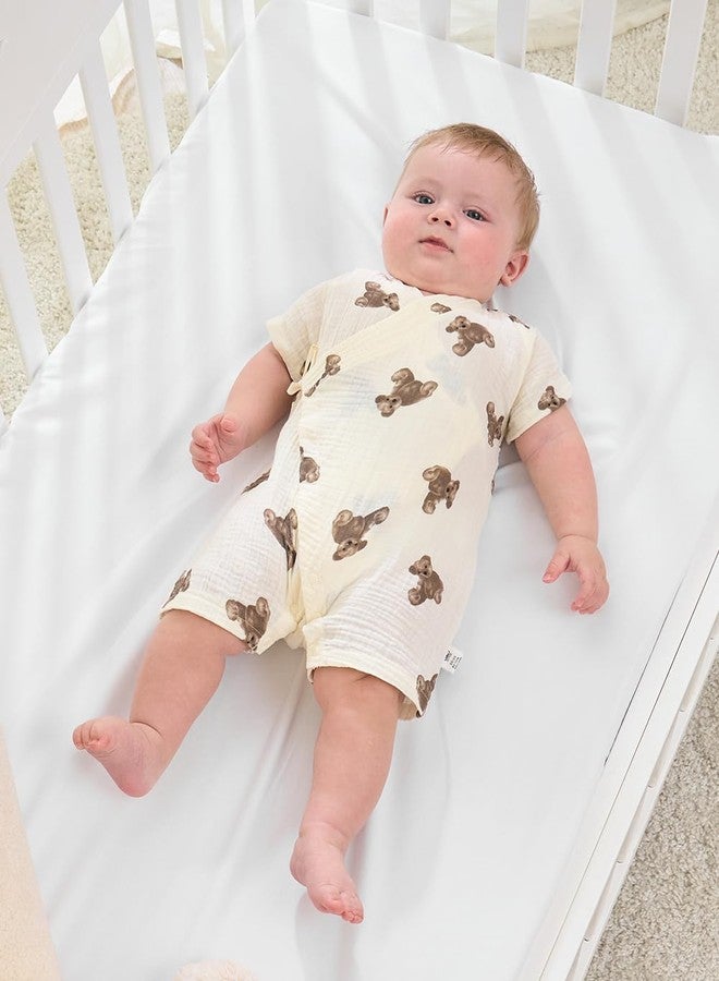BINIDUCKLING Newborn Bodysuits Baby Kimono Cotton Muslin Outfit 0-3 Months Toy Bear - Image 4