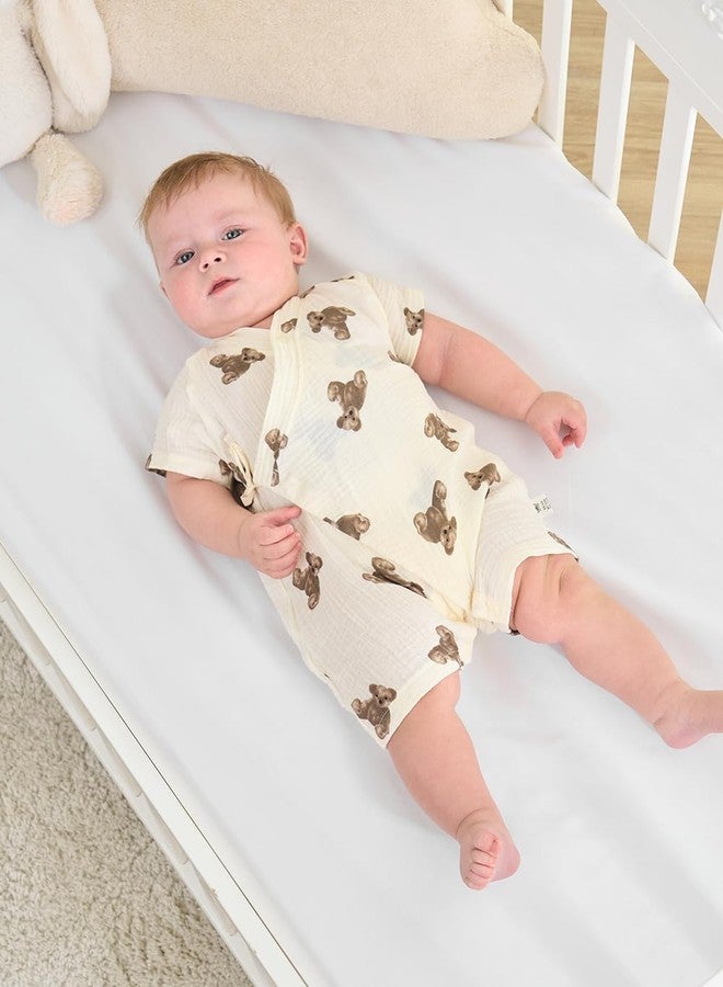 BINIDUCKLING Newborn Bodysuits Baby Kimono Cotton Muslin Outfit 0-3 Months Toy Bear - Image 2