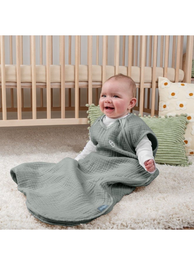 ingenuity Swaddleme By Ingenuity - Night Sack Sleeper, 1.5 TOG, Breathable Cotton Muslin, 1 Pack , 3–18 Months - Green - Image 4