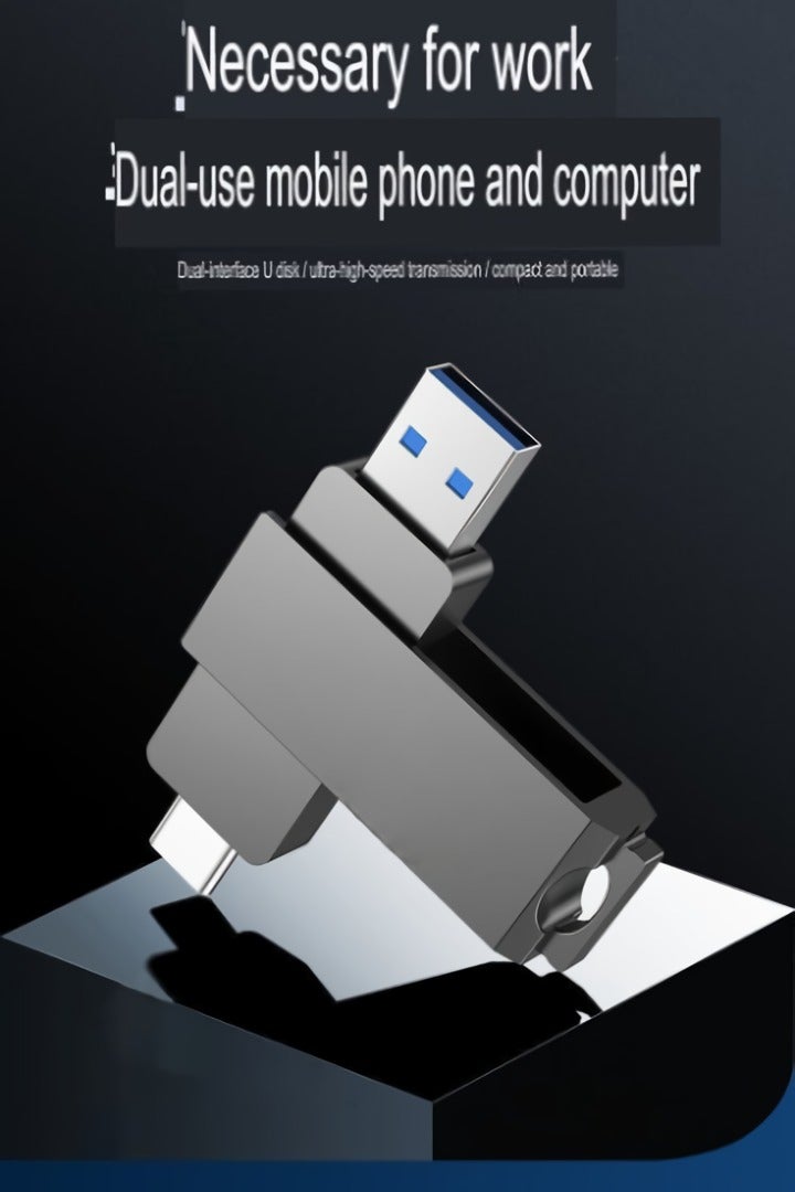 محرك أقراص فلاش USB، محرك أقراص مزدوج الواجهة من النوع C، محرك أقراص USB محمول عالي السرعة، جهاز تخزين بيانات خفيف الوزن وقابل للحمل للهواتف المحمولة وأجهزة الكمبيوتر المحمولة، (قطعة واحدة، رمادي، 128 جيجابايت) - Image 3