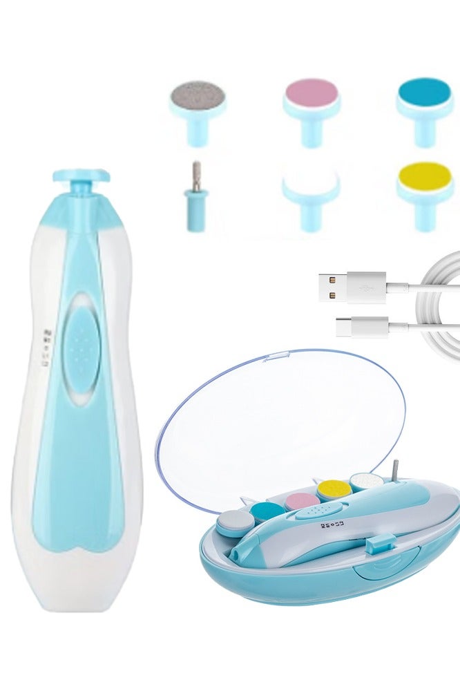 Baby Electric Nail Clipper Set Rechargeable Anti Scratch, 6 Grinding Heads For Polishing and Beauty Tools - Image 1