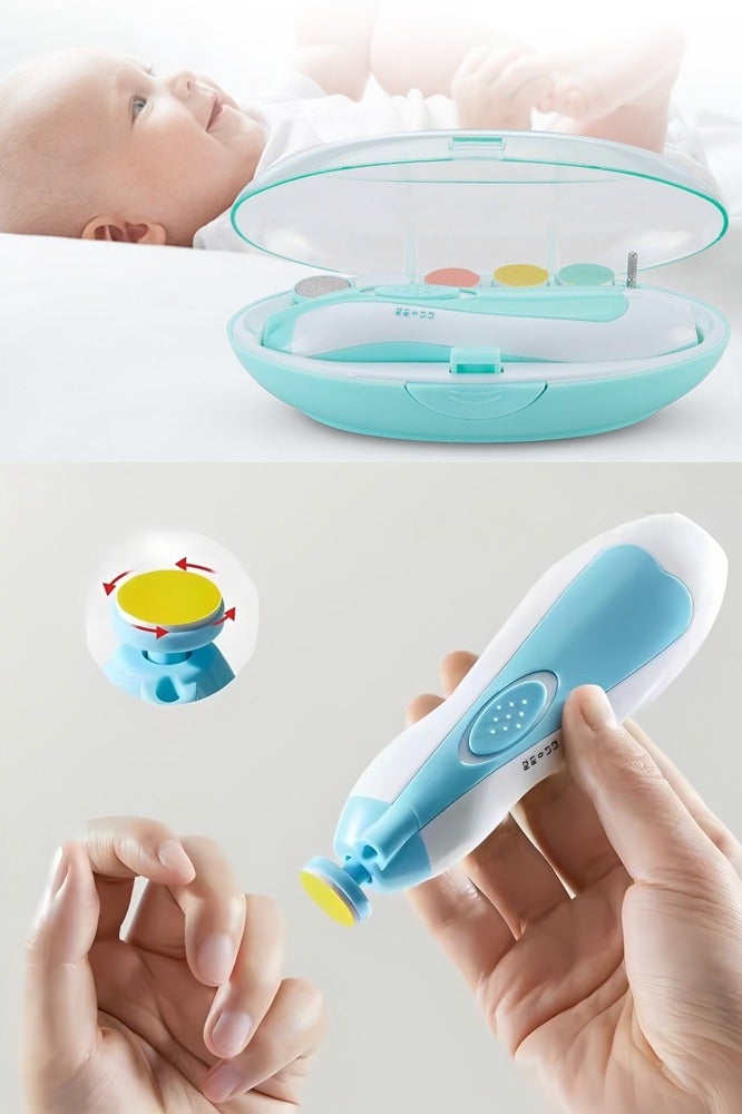 Baby Electric Nail Clipper Set Rechargeable Anti Scratch, 6 Grinding Heads For Polishing and Beauty Tools - Image 2