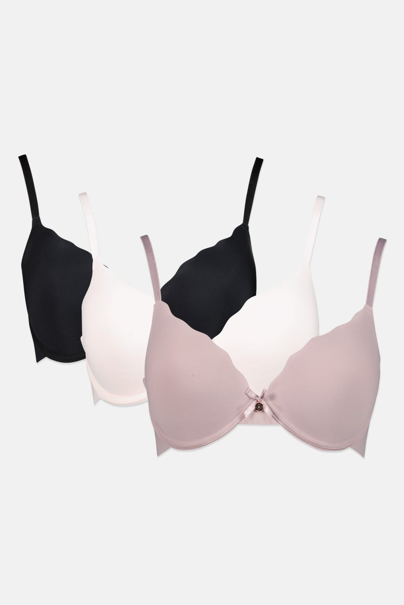 Nanette lepore Women 3 Pieces Plain Underwired Push Up Bra, Multicolor - Image 2