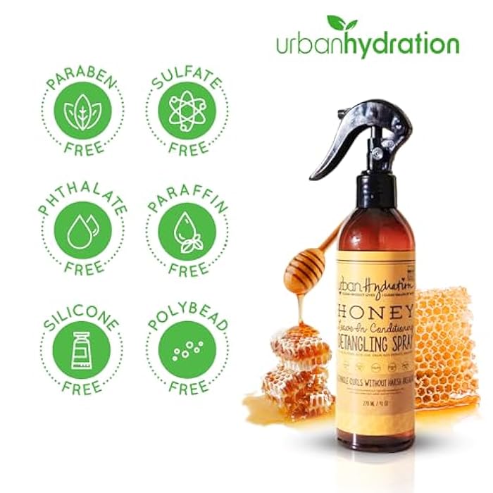 Urban Hydration Honey Health and Repair Hair Detangler | Sulfate, Paraben and Dye Free, Detangles, Prevents Breakage, Tames Frizz, and Repairs Damage for Smooth and Shiny Hair, 9.1 Fl Ounces - Image 2