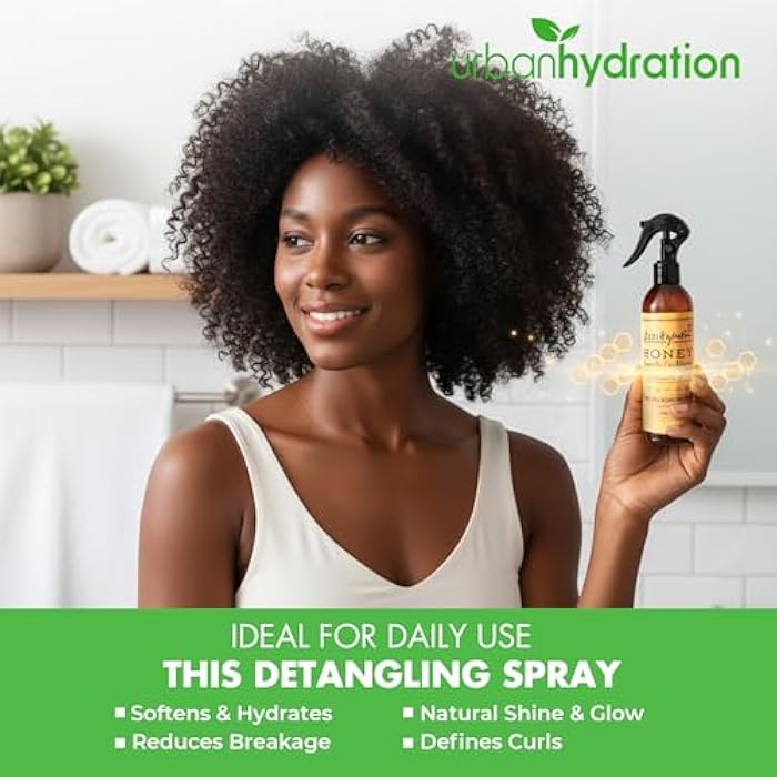 Urban Hydration Honey Health and Repair Hair Detangler | Sulfate, Paraben and Dye Free, Detangles, Prevents Breakage, Tames Frizz, and Repairs Damage for Smooth and Shiny Hair, 9.1 Fl Ounces - Image 3