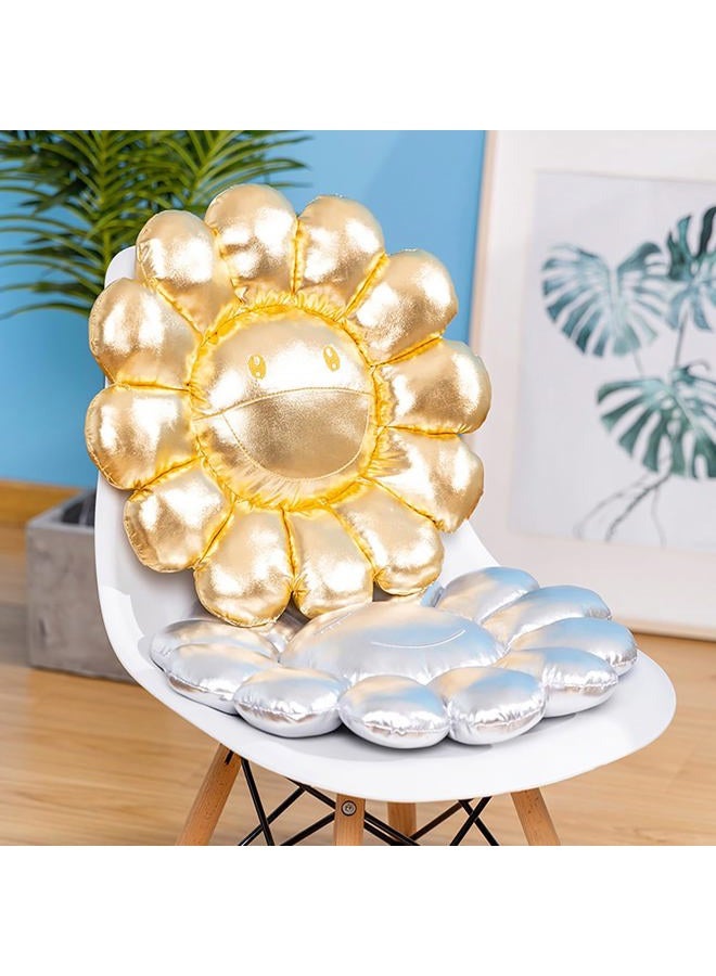 FIONOUT Silver Flower Pillow,16.53" Sunflower Pillow for Bedroom Aesthetic, Soft Smiley Face Pillow Flower Throw Pillow,Cute Flower Plush Pillow for Room Decor - Image 5
