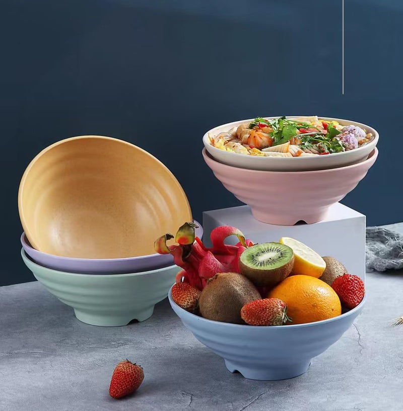 Takositio Wheat Straw Ramen Bowl Sets Large Noodle Bowls Set Asian, Chinese, Japanese Microwave and Dishwasher Safe Snack for Kids & Adults |Perfect Cereal, Salads, Soup (900ml, Random, Set of 2) - Image 5