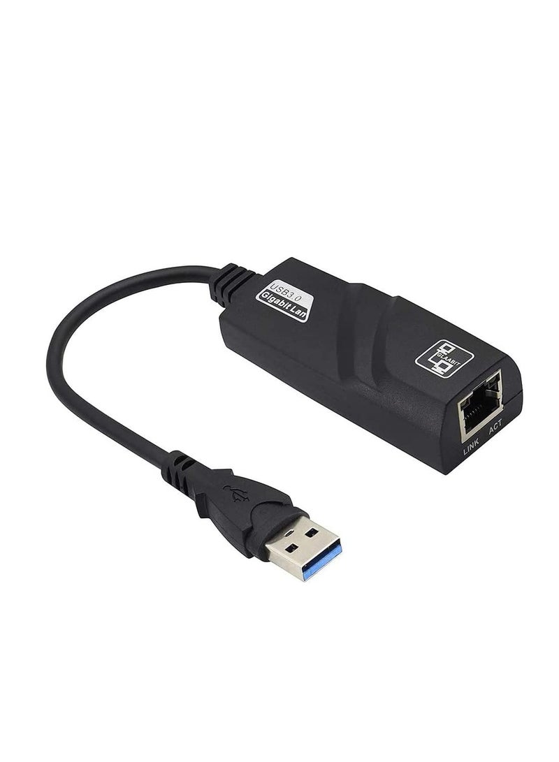 DUSALA Wired Network Adapter USB 3.0 To Gigabit Ethernet RJ45 Black - Image 1