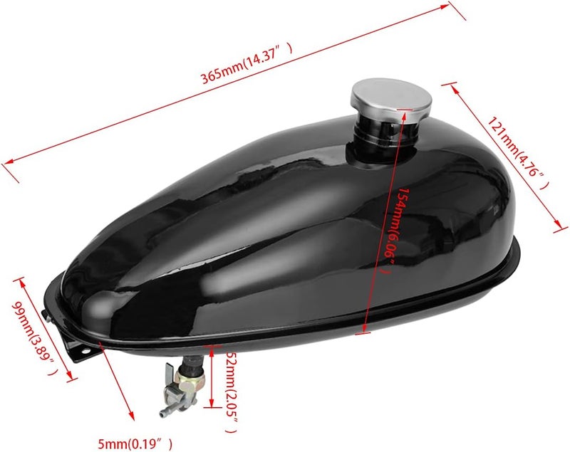 FVRITO Metal Motorized Bike Gas Tank 4L Compatible with 2 Stroke 49cc 60cc 66cc 80cc Engine Motorized Bicycle, Fuel Tank 1.06 Gallons with Gas Tank Cap Motor Motorcycle Replacement Parts - Image 3