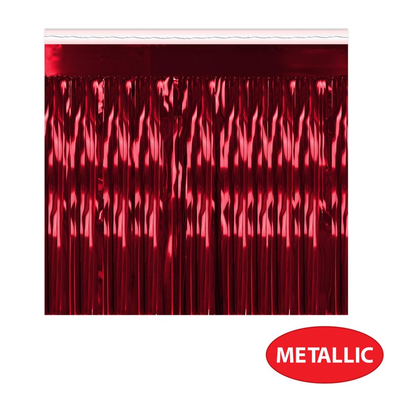 Beistle Red Metallic Fringe Drape â€“ 1-Ply Hanging Curtain Decoration, Shimmer Fringe for Parties, Parades, Doorways, Tables, Porches, Float Skirting, Stage Backdrops, and Event DÃ©cor, 15" x 10' - Image 3