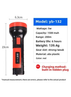 Generic Kangming 8951 Flashlight Mini Kids Student Outdoor Home Lighting LED Rechargeable Plastic Flashlight-Product Specifications:Flashlight Yb-132 (lithium Battery Red)  - Image 1