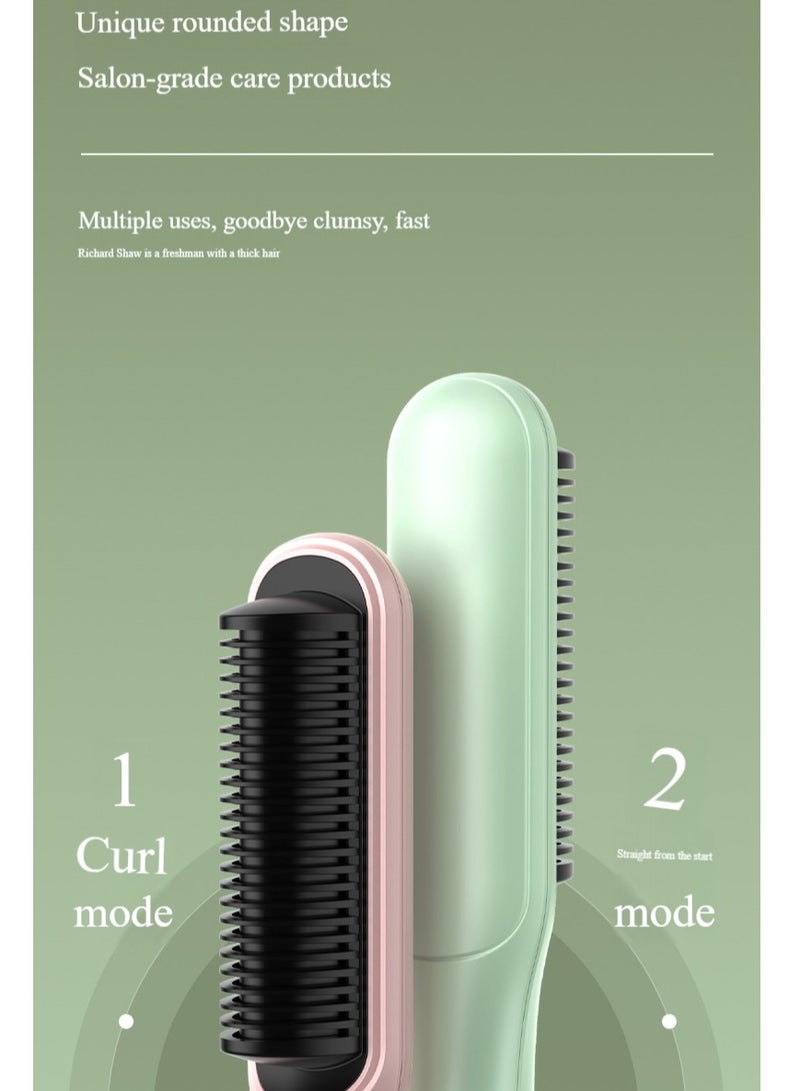 Hair Dryer Brush & Straightener Brush, Professional Powerful Ceramic Tourmaline Ionic Hot Air Brush, 3 Heat/2 Speed Settings One Step Hair Dryer And Styler For All Hair Types (Green) - Image 2