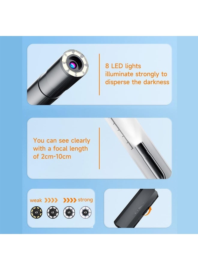BlueFire 5M Smartphone Wired Endoscope Inspection Camera 1080P HD Waterproof IP68 Borescope with 8 Adjustable LED Lights, Semi-Rigid Cable, USB OTG Type-C & Lightning Compatible for Android & iPhone, Pipe Drain Sewer Wall Engine HVAC Automotive Inspection Camera with Mirror Hook Magnet & USB Adapters - Image 4