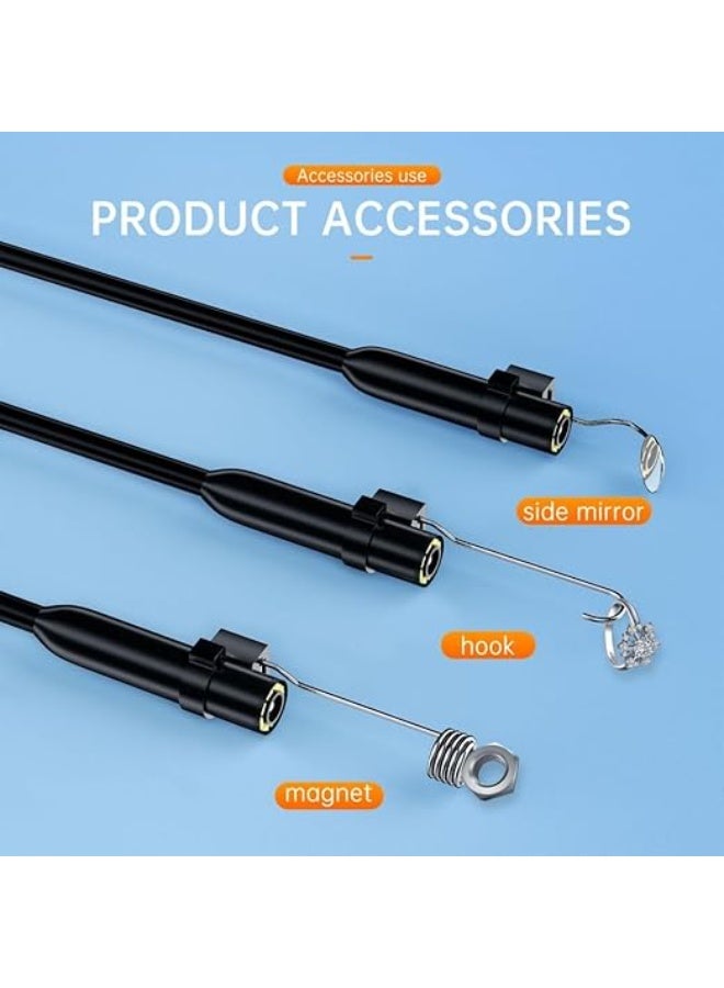 BlueFire 5M Smartphone Wired Endoscope Inspection Camera 1080P HD Waterproof IP68 Borescope with 8 Adjustable LED Lights, Semi-Rigid Cable, USB OTG Type-C & Lightning Compatible for Android & iPhone, Pipe Drain Sewer Wall Engine HVAC Automotive Inspection Camera with Mirror Hook Magnet & USB Adapters - Image 5