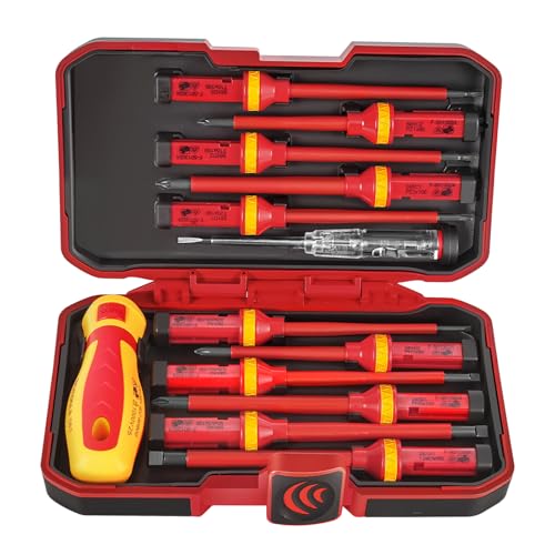 BILITOOLS 1000V Insulated Electrician Screwdriver Set 13pcs Electrical Tools Kit with Magnetic CRV Steel Tips Insulated Handle Phillips Slotted Pozi Torx Screwdrivers VDE GS Certified - Image 1
