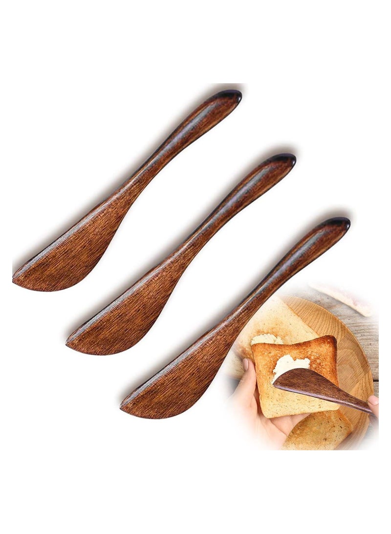 SYOSI 3Pcs Butter Knife Spreader Wooden Essential Tableware Knives Handmade Eco-Friendly Natural Wooden Cheese Knife Butter Knives Essential Tableware Knives for Breakfast for Cutting Butter Cheese - Image 1