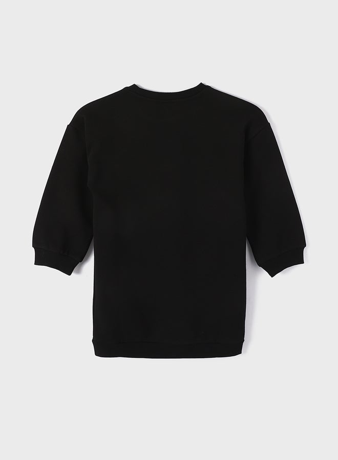 ال سي وايكيكي رقبة مستديرة مطبوعة كم طويل فستان للفتيات - Image 2