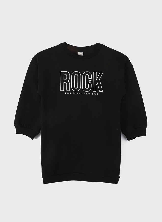 ال سي وايكيكي رقبة مستديرة مطبوعة كم طويل فستان للفتيات - Image 1