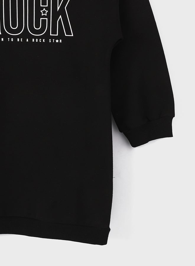 ال سي وايكيكي رقبة مستديرة مطبوعة كم طويل فستان للفتيات - Image 4