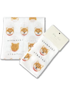 Terra Distribution Dog Exfoliating Washcloth [Made in Japan] Shower Back Scrubber Featuring Dog Themed Design Patterns, Exfoliating Towel [Loofah for Women and Men] (Pouting Shiba Inu) 