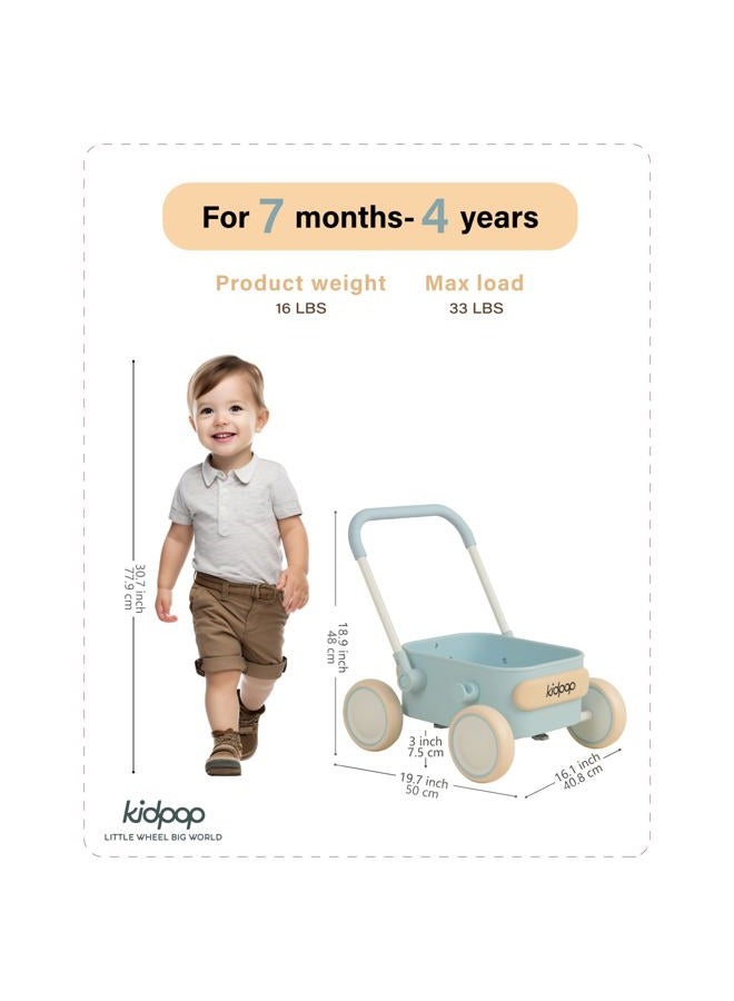 Kidpop PULA 2-in-1 Push and Pull-Along Wagon, Baby Push Walker for First Learner from 7 Month to 4 Year, One Year Birthday Gifts, Sturdy and Safe, Indoors and Outdoors (Blue) - Image 2