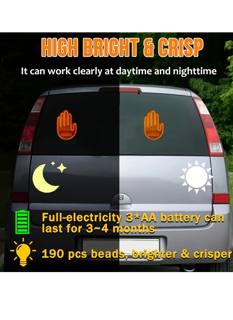 BUYCO - Glowgesture Car Hand Sign LED Light: Fun Finger Lights for Car, Remote Control, Road Rage, LED Stickers for Car Window, Car Window Lights - Image 1