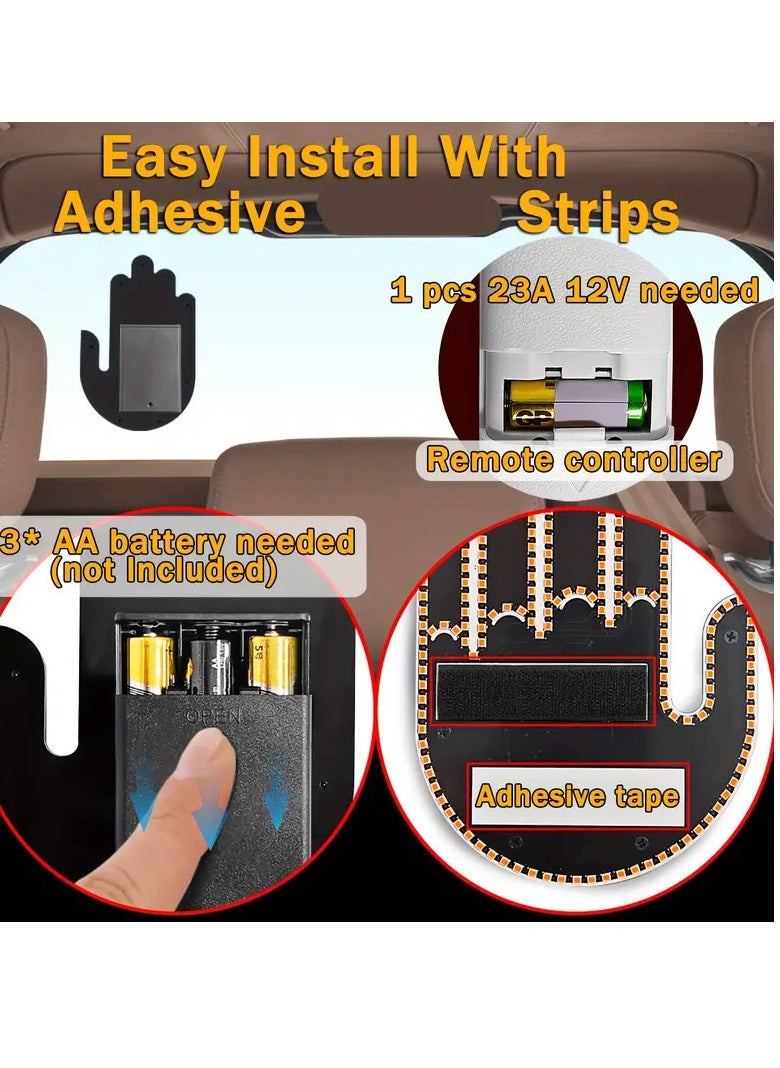 BUYCO - Glowgesture Car Hand Sign LED Light: Fun Finger Lights for Car, Remote Control, Road Rage, LED Stickers for Car Window, Car Window Lights - Image 1