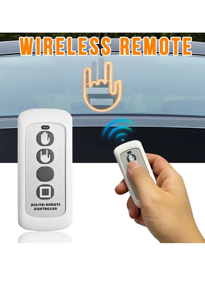 BUYCO - Glowgesture Car Hand Sign LED Light: Fun Finger Lights for Car, Remote Control, Road Rage, LED Stickers for Car Window, Car Window Lights - Image 1