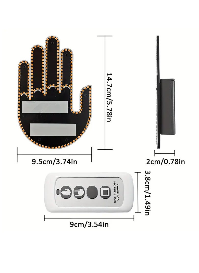 BUYCO - Glowgesture Car Hand Sign LED Light: Fun Finger Lights for Car, Remote Control, Road Rage, LED Stickers for Car Window, Car Window Lights - Image 1