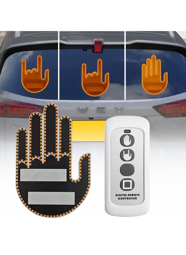 BUYCO - Glowgesture Car Hand Sign LED Light: Fun Finger Lights for Car, Remote Control, Road Rage, LED Stickers for Car Window, Car Window Lights - Image 1