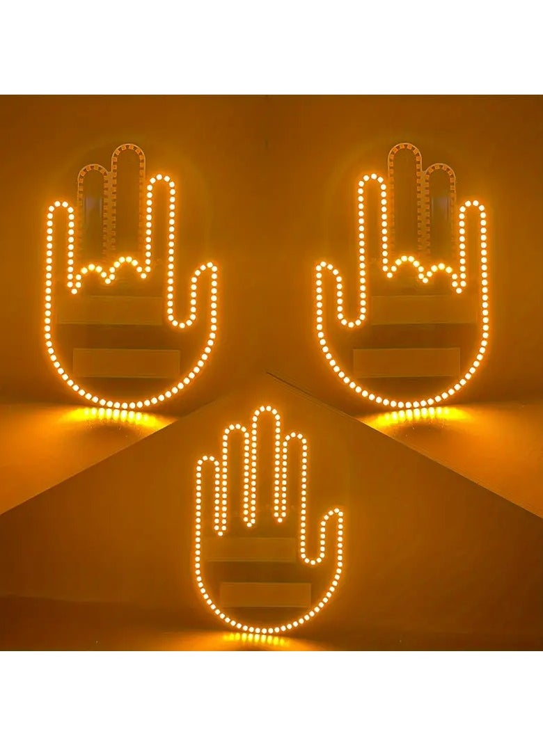 BUYCO - Glowgesture Car Hand Sign LED Light: Fun Finger Lights for Car, Remote Control, Road Rage, LED Stickers for Car Window, Car Window Lights - Image 1
