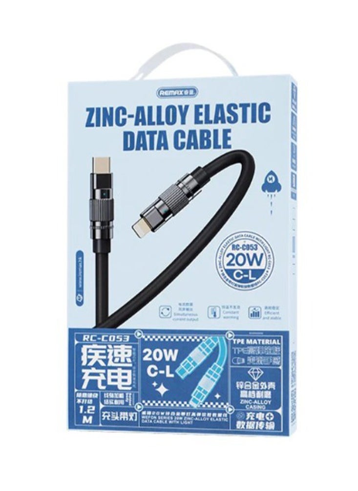 Fast Charging Data Cable 20W ( C to Lightning )-REMAX RC-C053 , C-L Wefon Series 20W Type-C to Lightning - Black