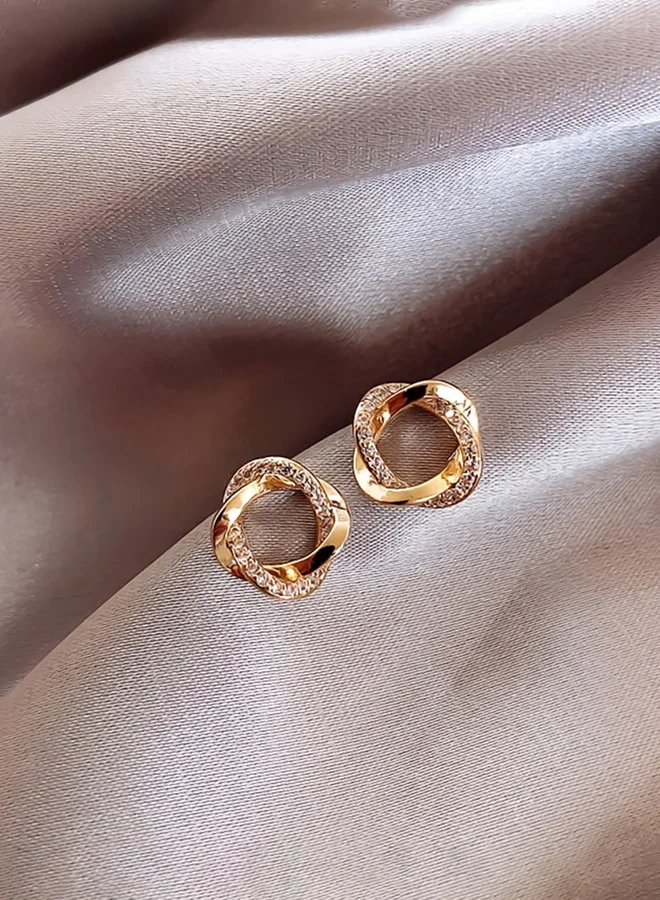تايك تو Take Two Embellished Twist Circle Earrings