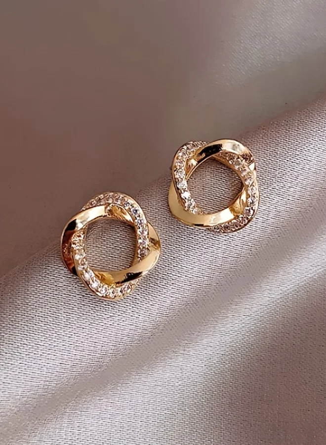 تايك تو Take Two Embellished Twist Circle Earrings