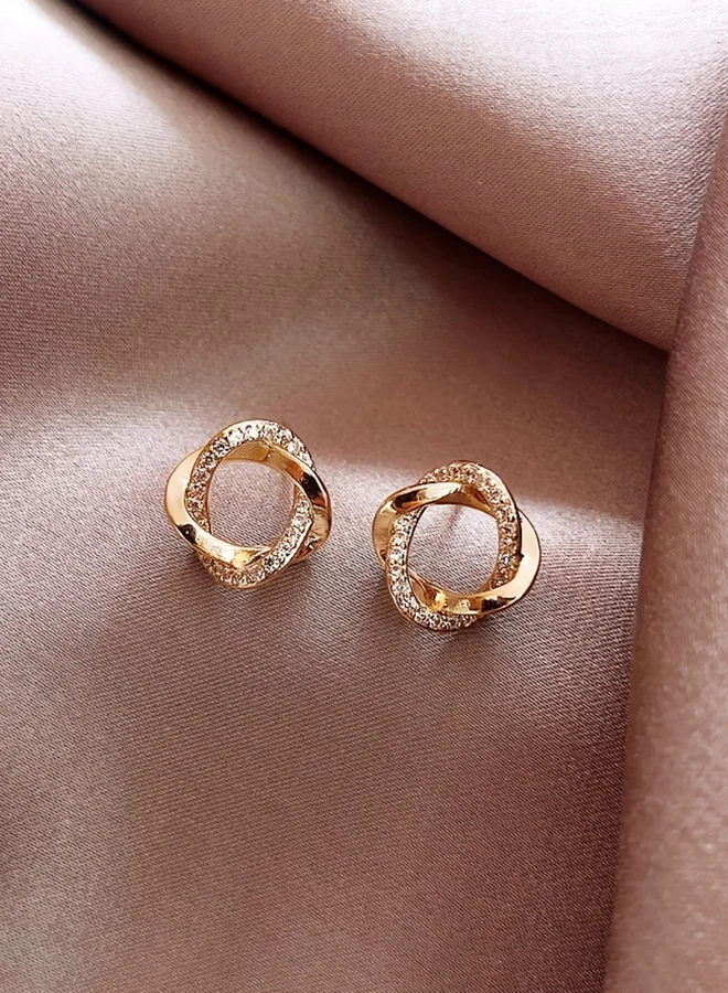 تايك تو Take Two Embellished Twist Circle Earrings