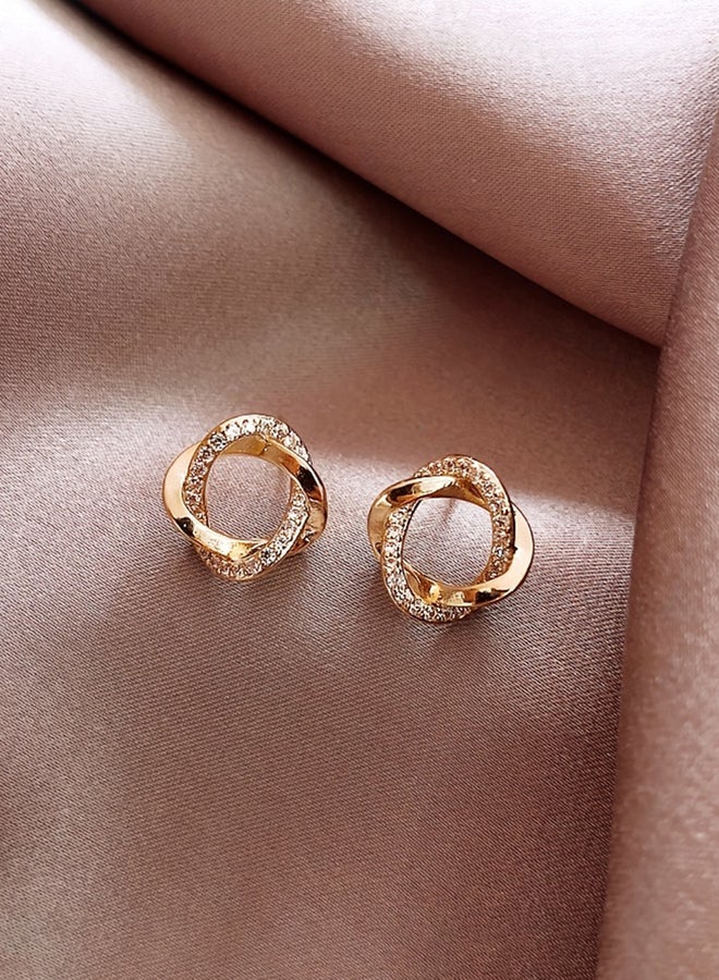 Styli Embellished Twist Circle Earrings - Image 3