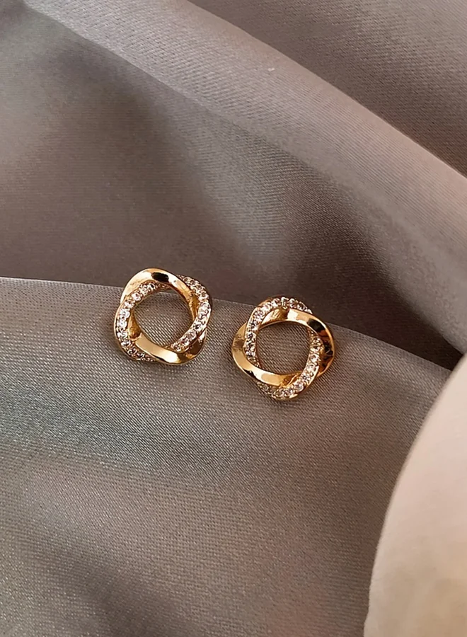 تايك تو Take Two Embellished Twist Circle Earrings