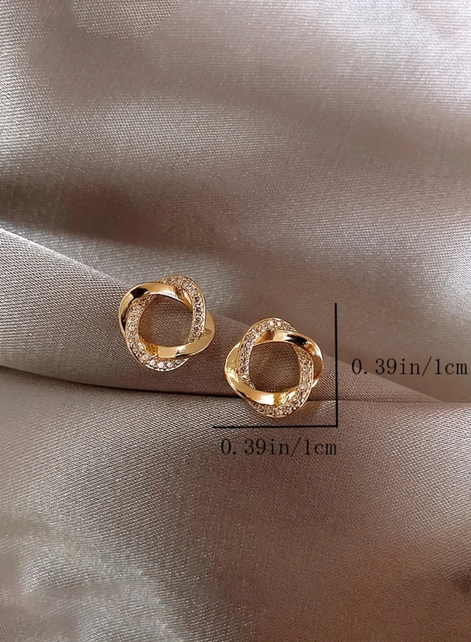 تايك تو Take Two Embellished Twist Circle Earrings