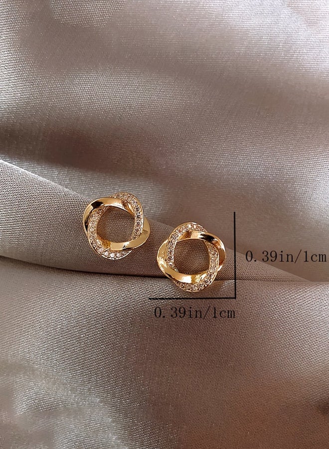 Styli Embellished Twist Circle Earrings - Image 5