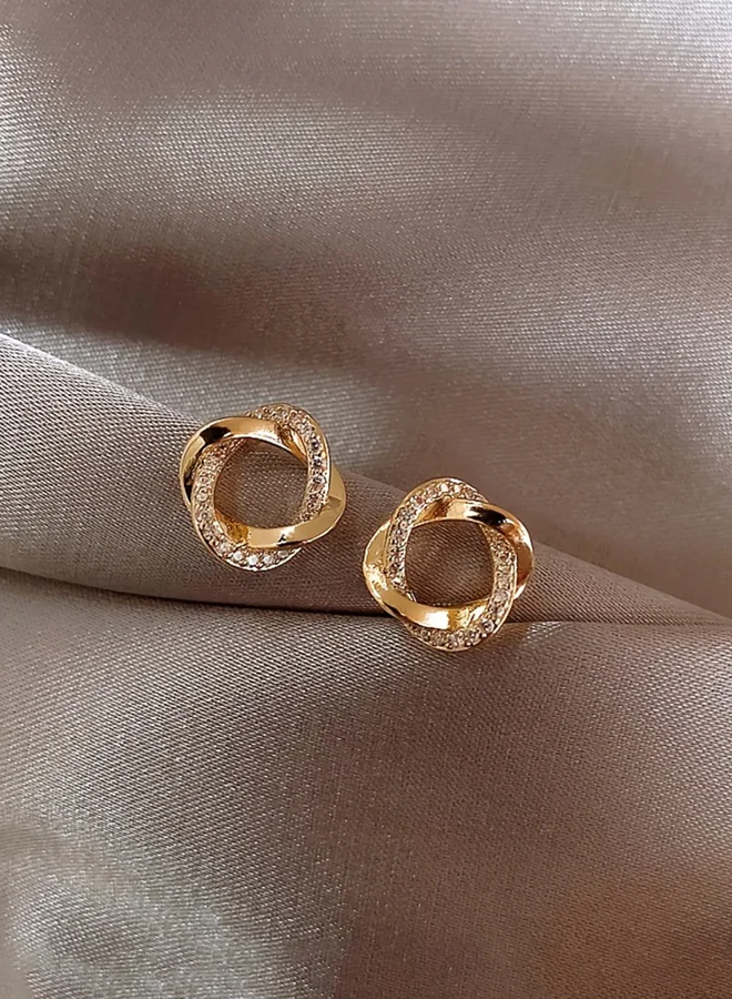 تايك تو Take Two Embellished Twist Circle Earrings
