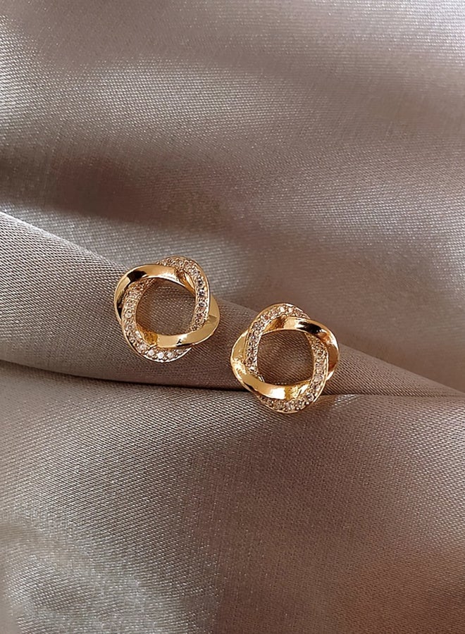Styli Embellished Twist Circle Earrings - Image 4