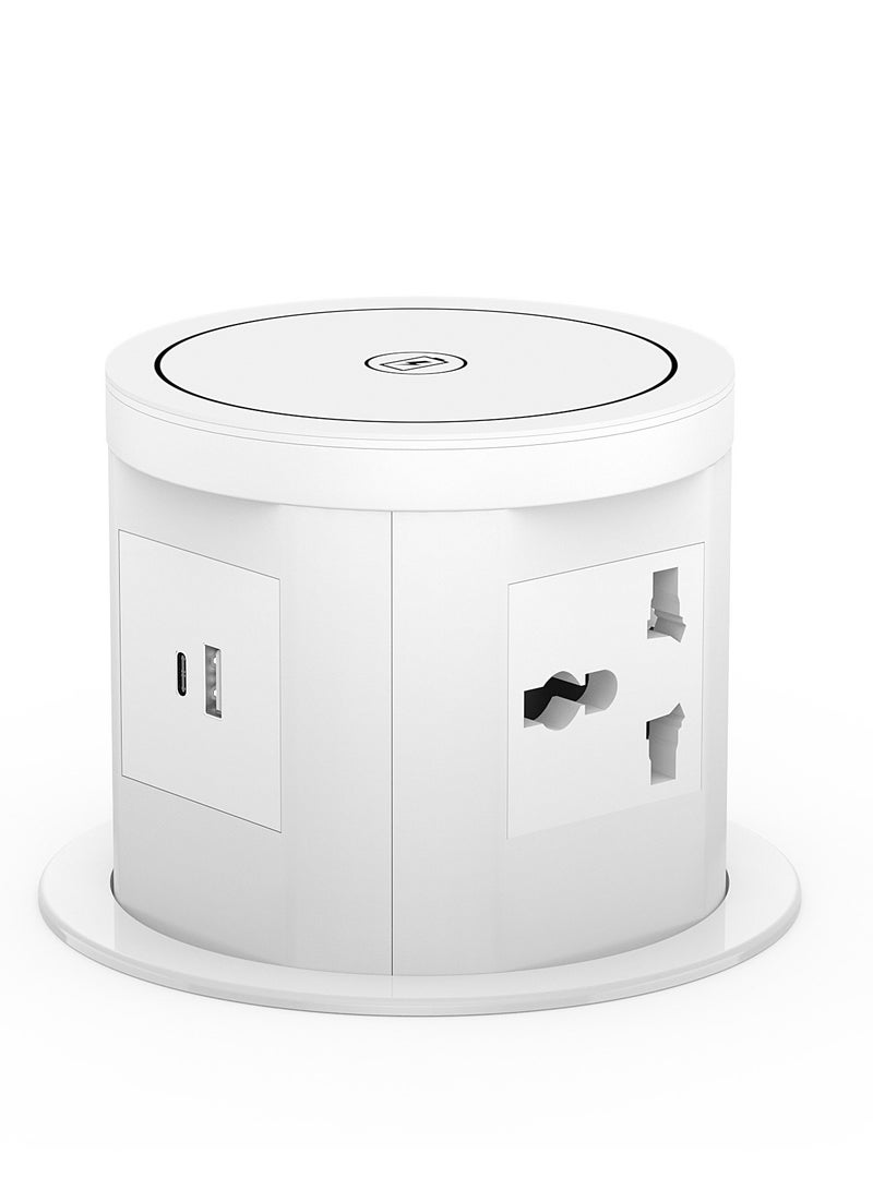 .Socket شاحن برفادات هوائية بقدرة شحن سلكية سريعة 18 واط لخزائن المطبخ - Socket مخفية على سطح الطاولة مع 4 منافذ بريطانية + منفذ USB A+C عالمي وشاحن سلكي بقوة 15 واط  - Image 1