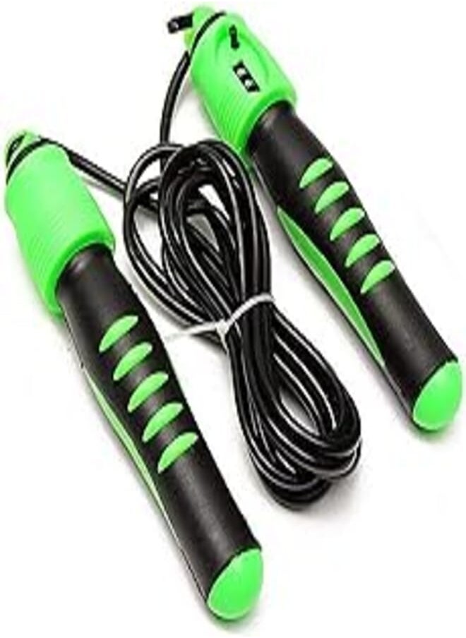 Sky Land Skyland Adjustable Skipping Rope with Counter and Comfortable Handle to Hold, Ideal for Body Gym Fitness,9Feet Long -EM-9312-Green 